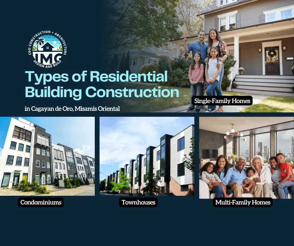 Your trusted home builder in residential building construction in cagayan de oro 1 4 images of types of residential building construction in cagayan de oro, misamis oriental
choices for a single-family home, a condominium, or a multi-family residence.