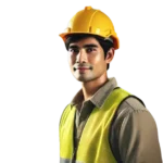 A man cdo build insider wearing a yellow hard hat and a vest - premier construction services and design-build solutions showcased in cagayan de oro by jmg construction.