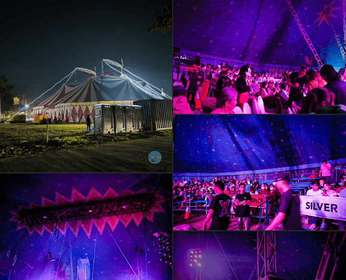 Local cdo guides 1 Euro extreme circus cdo gala night & premiere featuring a circus tent, an excited audience, and vibrant lighting inside the tent.