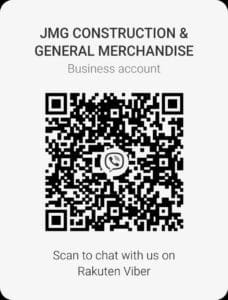 Reach Out Today via Viber โ JMG Construction & Merchandise QR code for JMG Construction & General Merchandise business account on Rakuten Viber with a prompt to scan and chat.