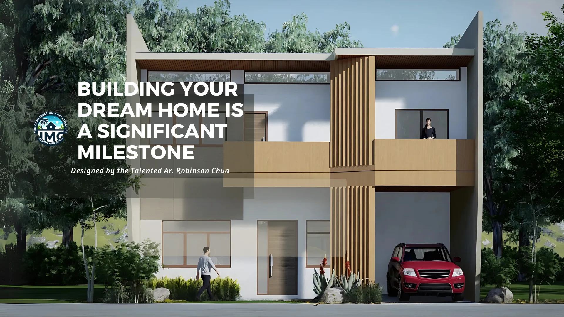 Modern two-story house design by architect robinson chua, featuring a stylish facade, balcony, and carport.