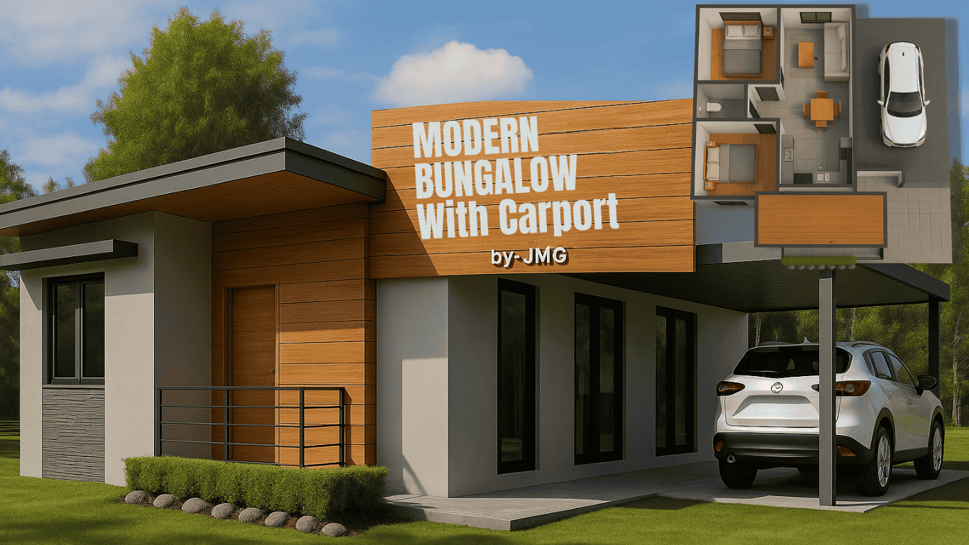 Modern bungalow with carport in cdo – 3d exterior and floor plan by jmg construction