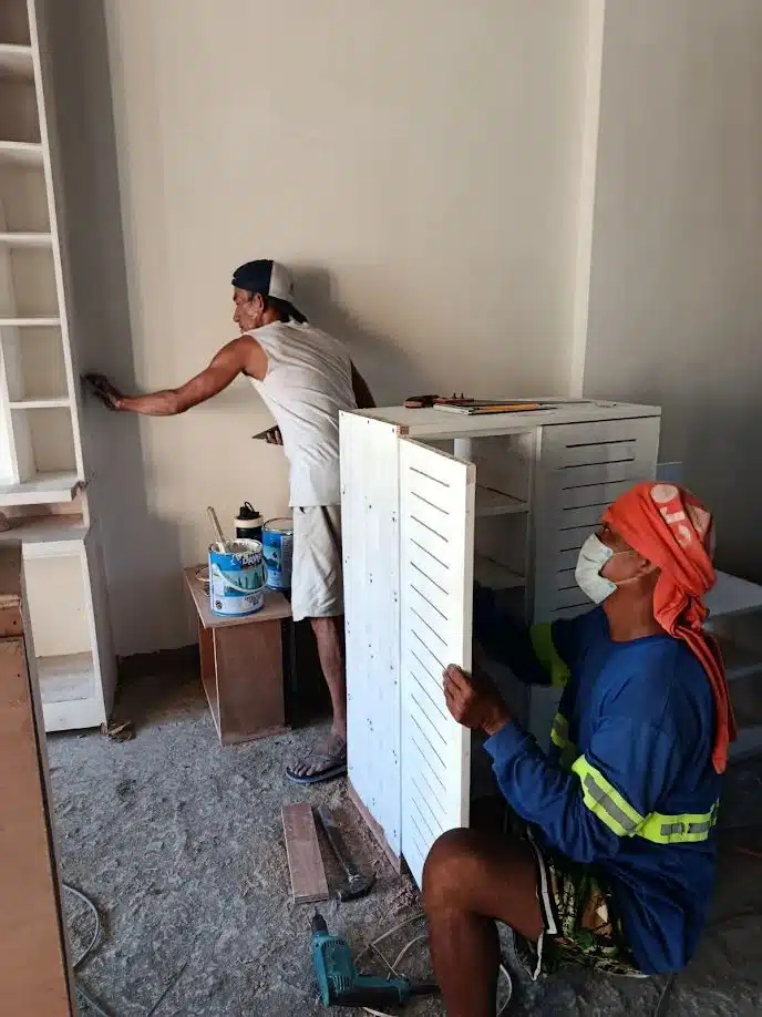 Kitchen cabinet adjustment and fit checks for Villanueva interior fit-out