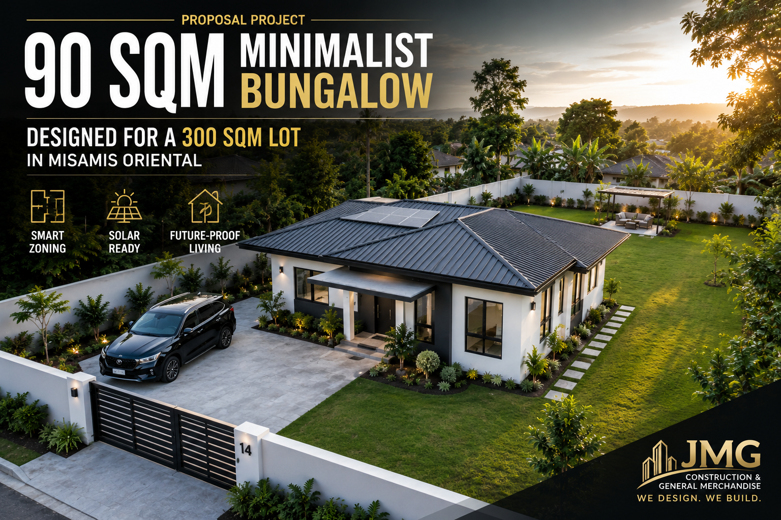 90 sqm minimalist bungalow with solar panels on a 300 sqm lot in misamis oriental