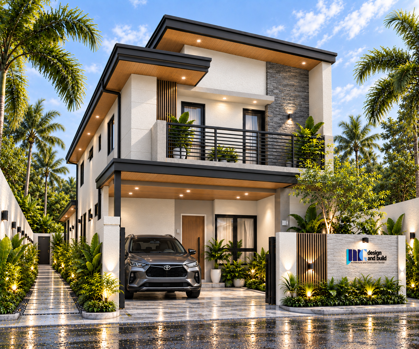 Right elevation of jmg modern tropical two-storey house