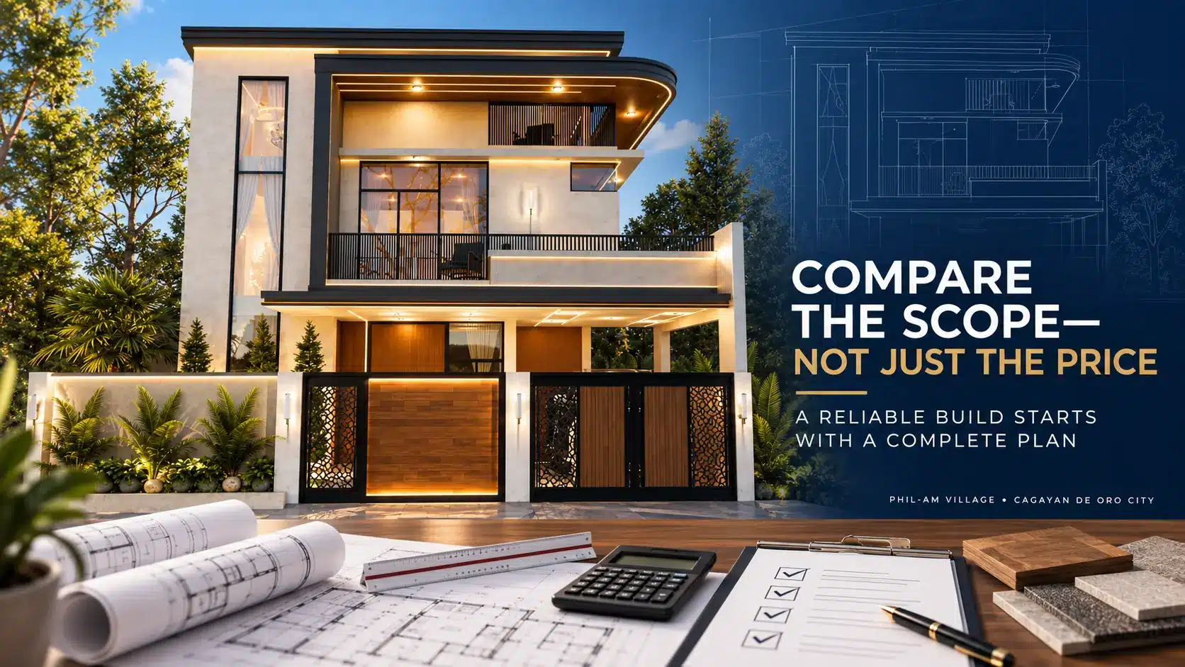 Compare the scope, not just the price &mdash; itemized planning for a design-build home in phil-am village, cagayan de oro