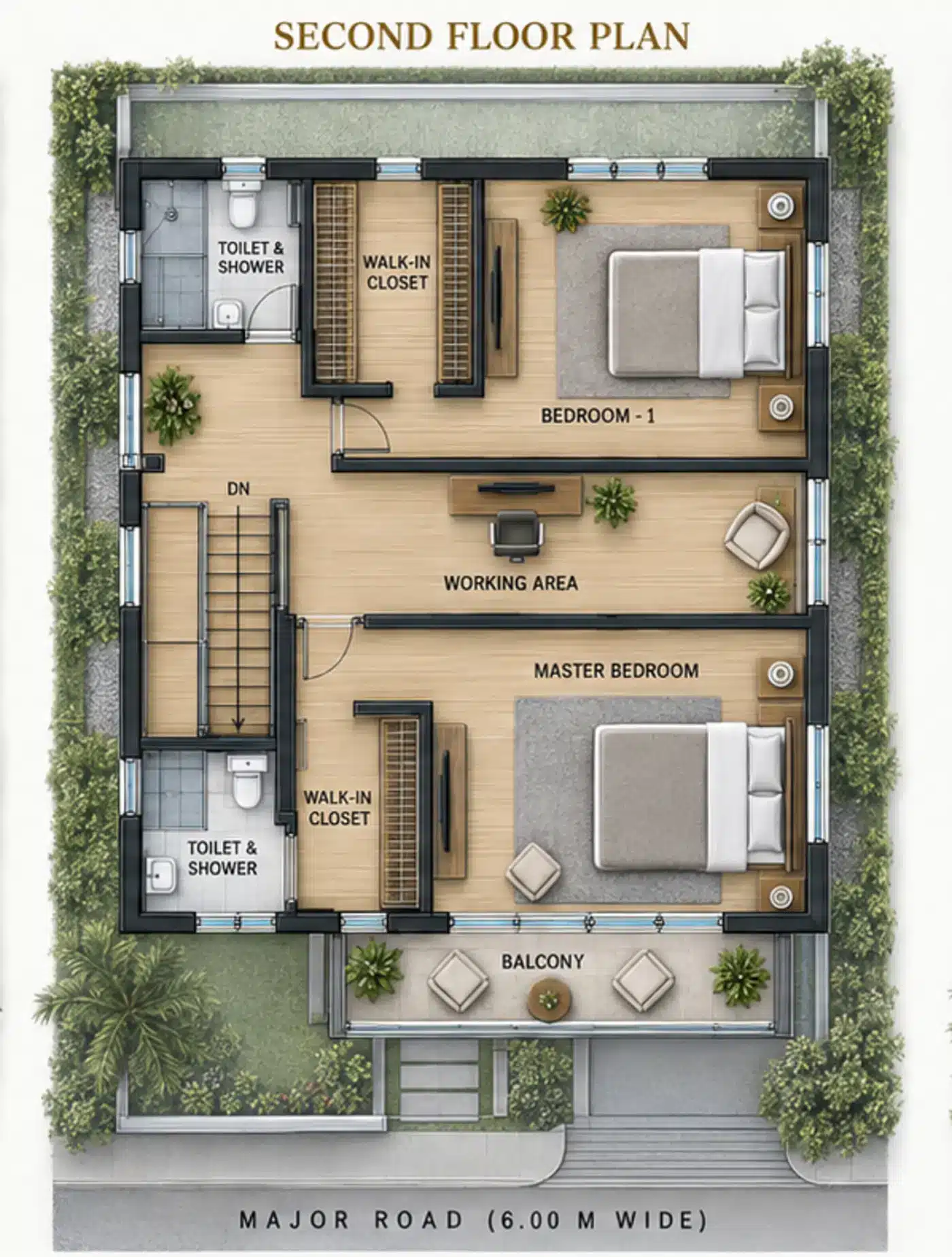 Schematic second floor plan diagram, 126 sqm, two-storey residence, phil-am life village, cagayan de oro